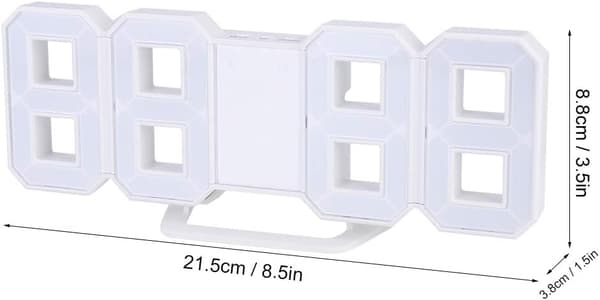 3D LED Digital Väggklocka, Sovrum Skrivbord Väggklocka, 21.5 X 8.8Cm (Blå)