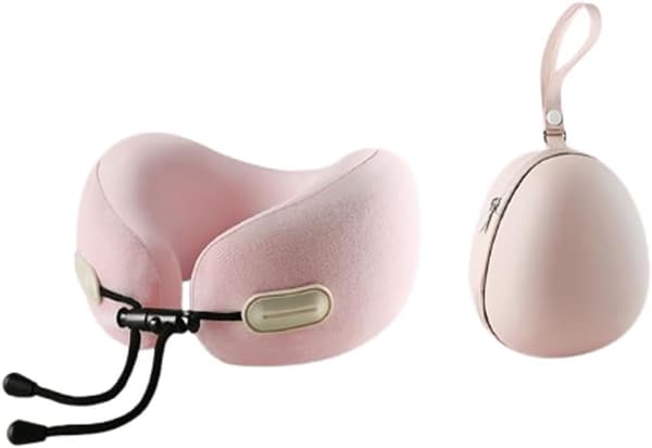 Reisepute i Memory Foam – Ergonomisk og kompakt design, egnet for fly, bil og lange reiser (rosa) Pink