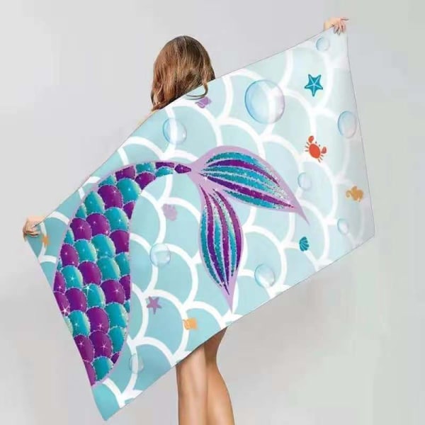 2025 Ny Sjöjungfru Badhandduk - 160 x 80 cm Badlakan för Barn Bomull Frotté Mjuk Hudvänlig Absorberande Rese Dusch Simning Camping Handduk