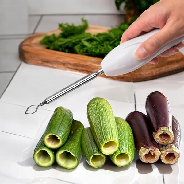 Corer Portable Vegetable Corer Cordless Electric Scraping Machine with 2 Cutters Stainless Steel Fruit Digging