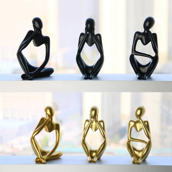 Hartsstaty i resin, tänkarstil, abstrakt skulptur, samlarobjekt, prydnadsföremål för heminredning