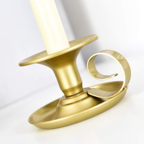 Retro järntapersljusstake, set om 2, enkla guld ljushållare ljusstativ för