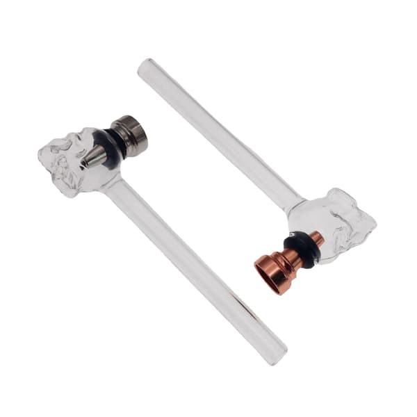 2-pack glasrökrör med metallhuvud, 12,5 mm Pyrex, elegant design