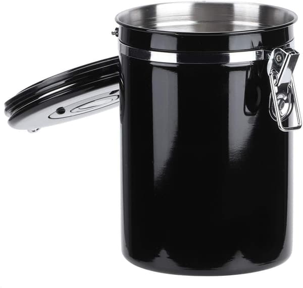 Robust tebehållare, kaffekanna, lufttät glas med robust spänne, ätbart te, florsocker (svart