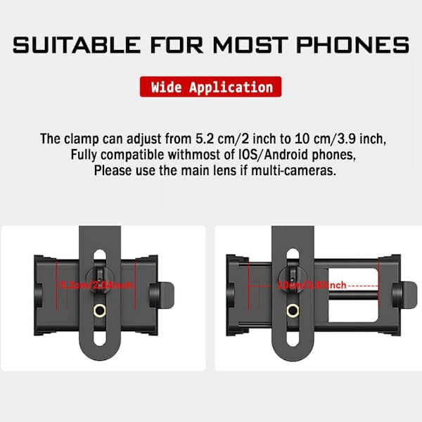 Universal Telefonadapter - Adapter til kikkerter, teleskoper, monokulære, udsigtskikkerter, mikroskoper - Passer til de fleste smartphones