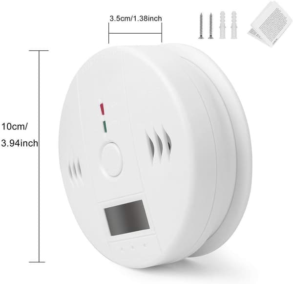 Kolmonoxidlarm med LCD-display, elektrooptisk sensor, 85dB högt larm, LED-blixt, bärbar hemsäkerhet, batteridriven