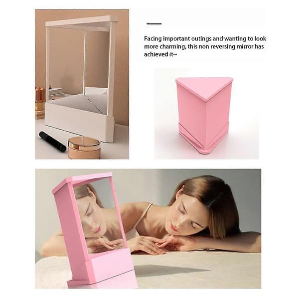 Non-reversing mirror True image reflection Stable base Mirror gift Compatible with women Whit White Small size