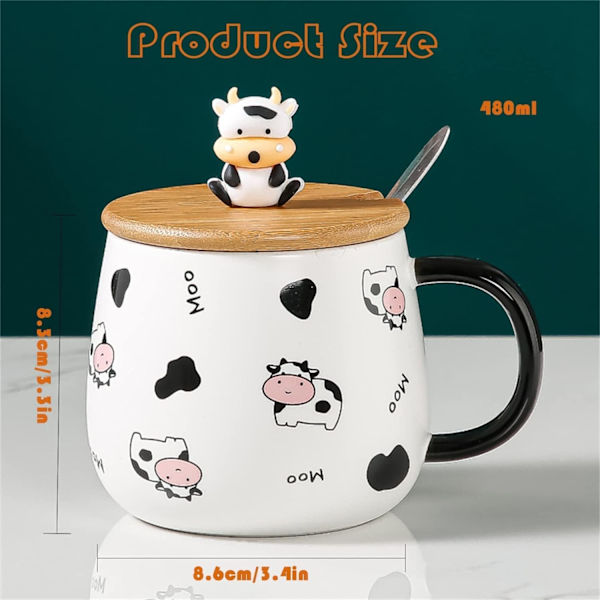 2025 Ny ko-mugg kaffemugg ko-gåva 400ml keramisk te-mugg