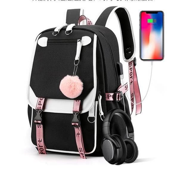 Blackpink Backpack with Headphone Port USB Charging Amplifier