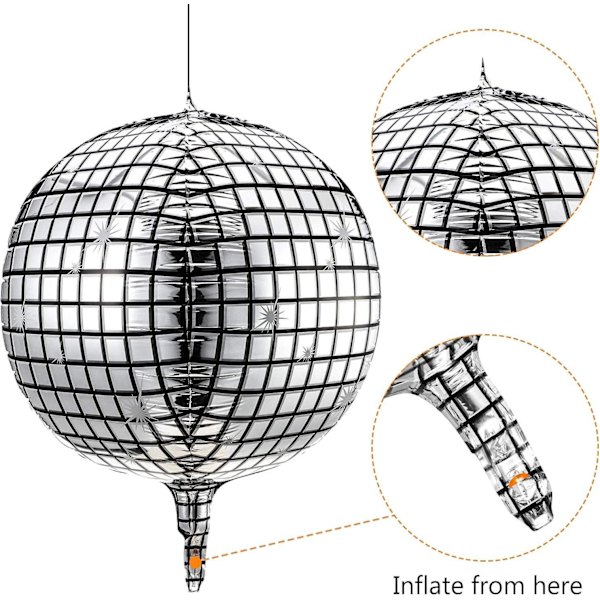 2025 Nya Discokuleballonger 20 Stycken 56 cm 4D Discoballonger Stor Silver Laser Folieballong Metalli