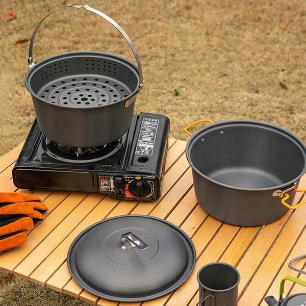 Kastrull med lock, lämplig för camping, picknick...