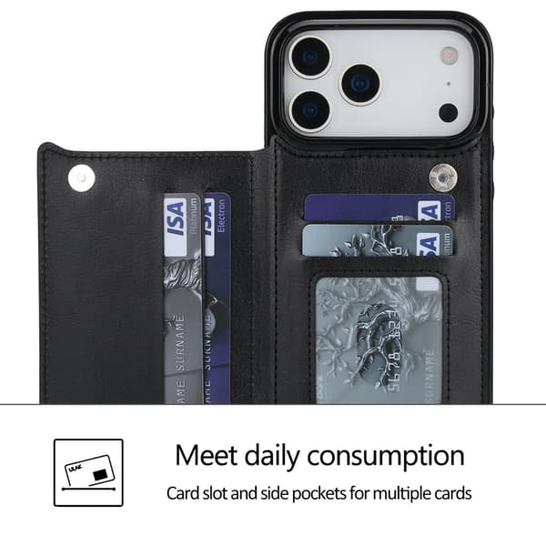 Flippfodral i läder för iPhone 17/iPhone 17 Pro/iPhone 17 Promax