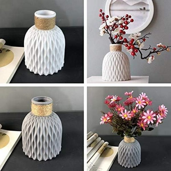 Plastblomvas, Heminredning Dekoration Inredning Tillbehör Prydnadsset med 1 Vas för Heminredning, Grå
