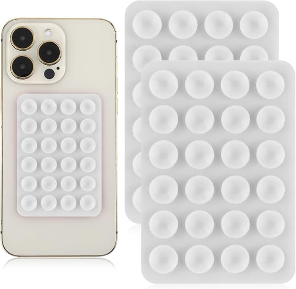 2 Pieces Silicone Suction Cup Phone Case Adhesive Mount, Suction Cup Phone Case Mount Non-Slip Hands-Free Mount (White)