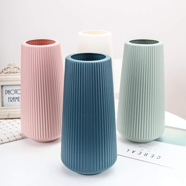 Praktiska plastvaser, imitation keramik blomkruka, hållbar, modern geometrisk blomvasdekoration