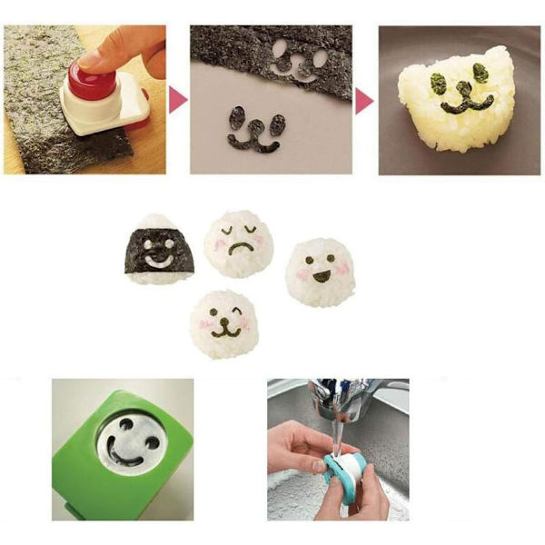 3 st Onigiri-form Sushi-form Ansikte Leende Mönster Dekoration Diy Präglingsenhet
