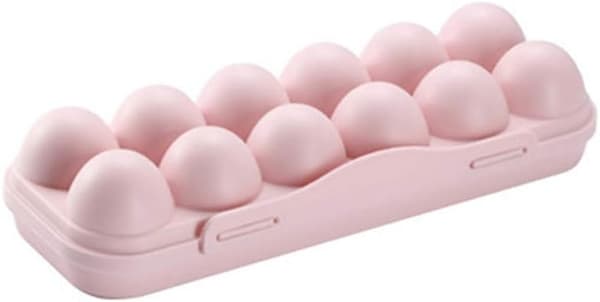 Set med 2 äggställ för kylskåp - Plast - För 12 ägg - Med lock - Rosa
