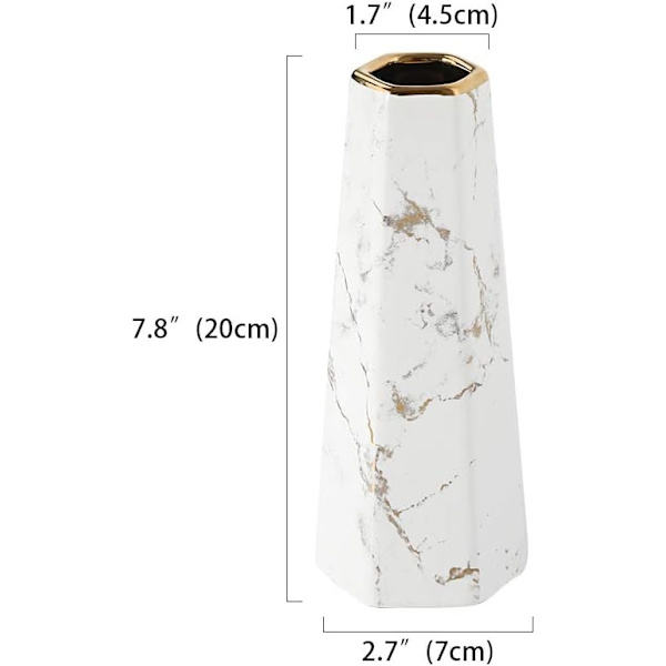 2025 Ny 20cm Vas av Vit Guld Marmor Keramik Hög Design Dekorativa Vaser för Hem, Fest, Bröllop Centerp