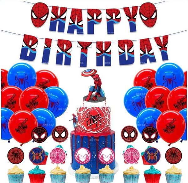 Spider-Man Barnkalas Ballongbåge - Happy Birthday Party
