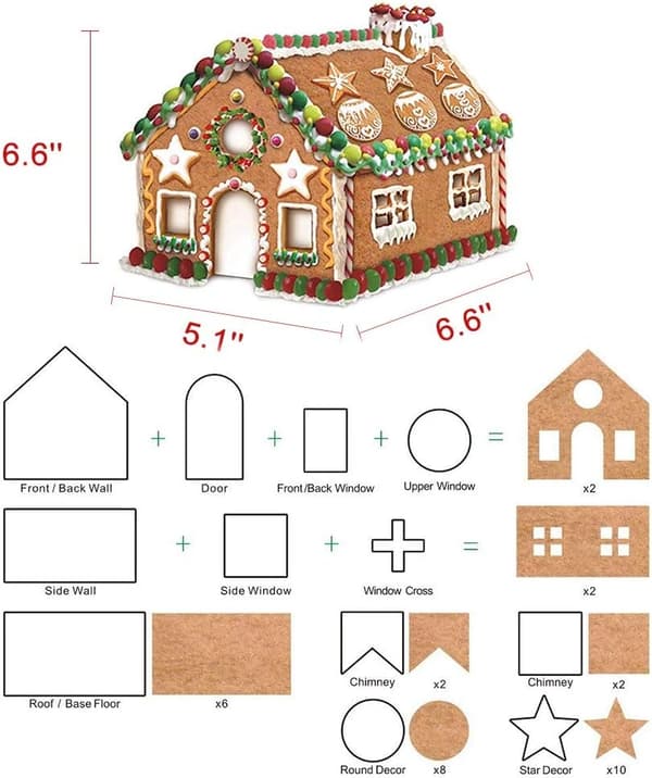 Pepparkakshus-kit, 10 st 3D-kakformar i rostfritt stål för jul