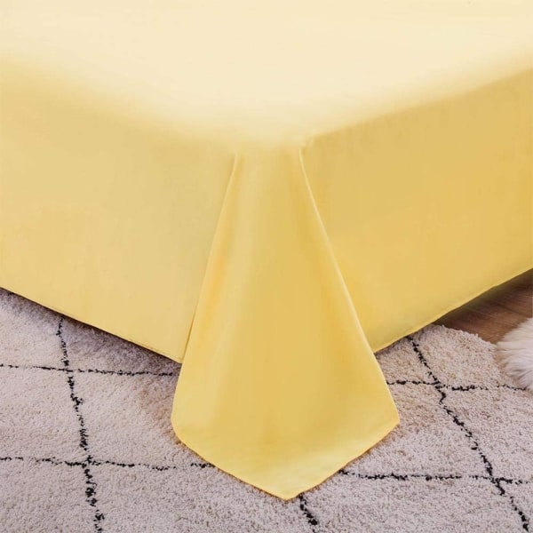 Gul 1 Person 100% Bomull Platt Lakan 200X230 Cm-Bomullslakan, Ingen Elastisk Band