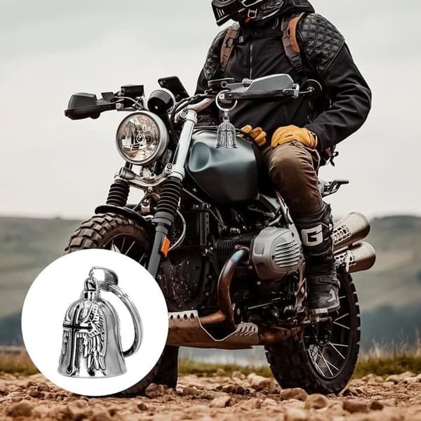 Happy Motorcycle Bell, Chrome Plated Motorcycle Bell Hook, for Motorcycle Accessories or Keychains