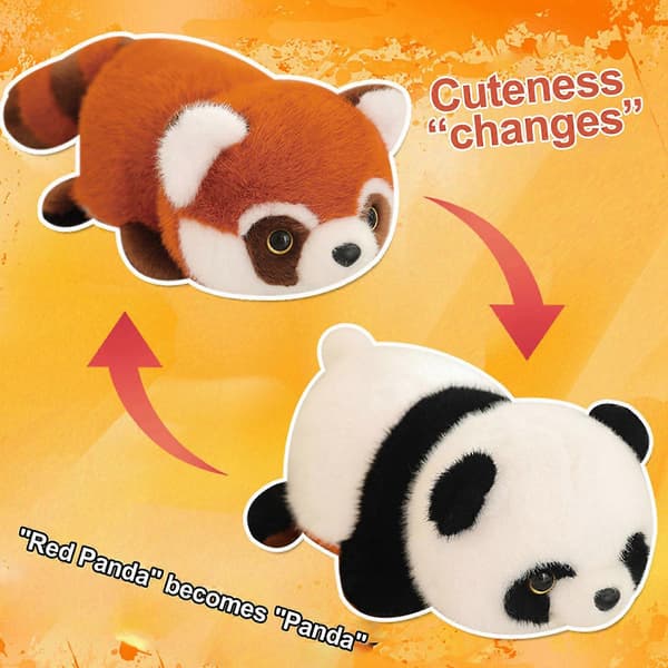 Giant Panda and Transforms into a Brown Red Panda. Red Panda Doll Plush Toy Transforms into a Giant Fox Doll, 100% New