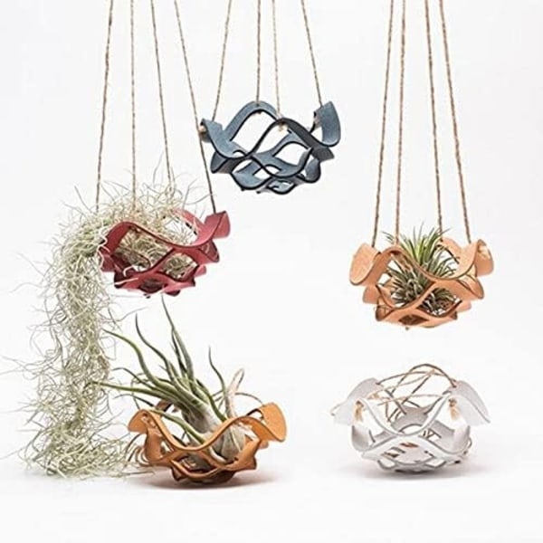 Läderhängande blomkruka - För inomhus och utomhus ， 22cm / 10cm ， Grön