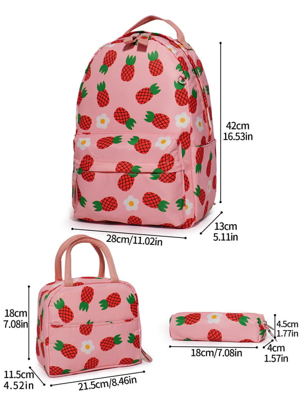 Avocado Pattern Backpack, Large Casual Backpack and Three-Piece Lunch Bag, Laptop Backpack, Unisex Waterproof Backpack.