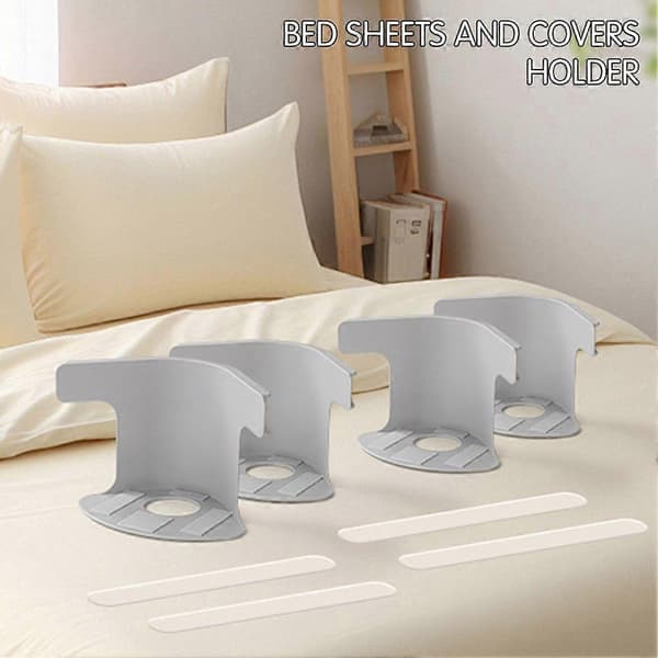 4-pack Non-Slip Sheet Holders, Easy Sheet Clips - Sheet Corner Holders for Secure & Snug, Side Sleepers Grey