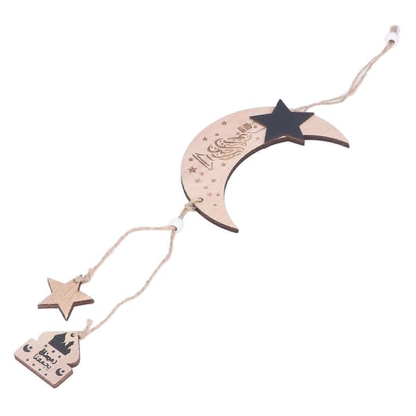 4 stk. Eid Måne Ornament Træmåne Stjerne Holdbart Udsøgt Design Træmåne Stjernevedhæng til Hjemmefest Kontor