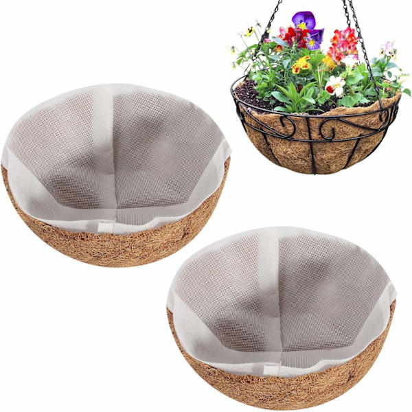 2 st 8 tum runda kokosfoder med 2 st innerfoder av non-woven tyg, kokosfoder ersättning coir