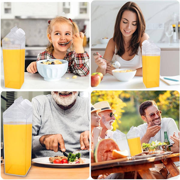 2-pack transparent mjölkförpackning vattenflaska återanvändbar fyrkantig mjölkflaska för mjölkdryck juice (500 ml)