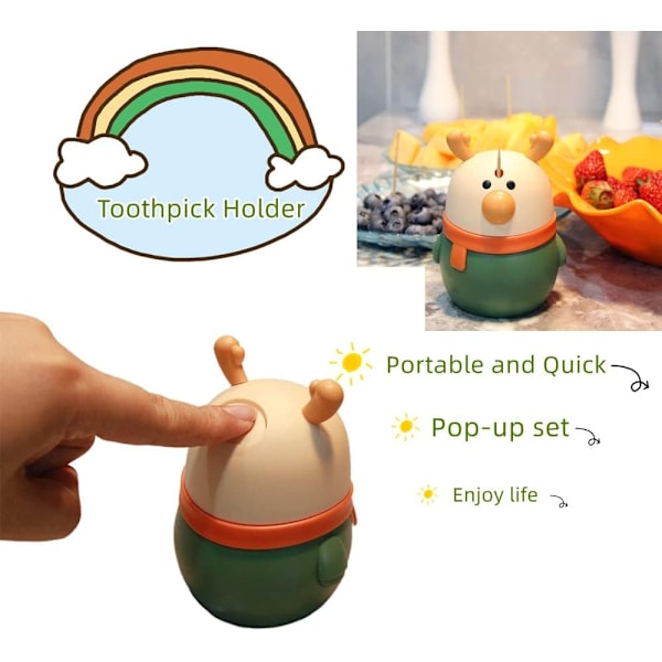Tandpetarehållare Dispenser Söta Hjort Design, Robust Tandpetare Dispenser med Pop-Up Set, Tandpetare