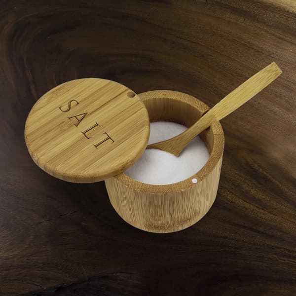 Helt i bambu saltkar, förvaringslåda i bambu med magnetiskt svänglock