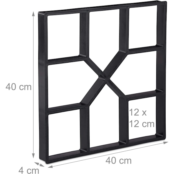 Betongform, Gjutform för gångplattor, 40x40cm, robust plast