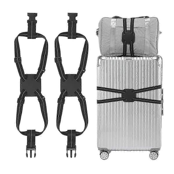 Bagageremmar med reflexband, elastiskt resebälte för resväskor, 2-pack