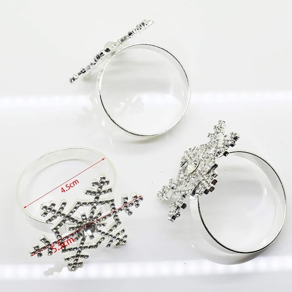 10-pack servettringar - Silver Snowflake Holiday Bröllop Thanksgiving Jul Snöflinga