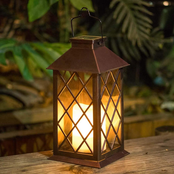 Solcellslykta Hängande Trädgårds Utomhuslampor Flimrande Flamlös Ljus Vattentät LED-lampa
