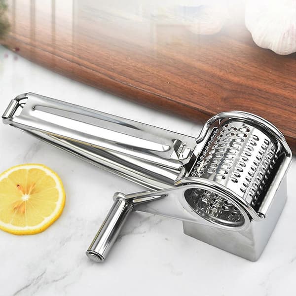 Manual Cheese Grater with Razor-Sharp Blades and Ergonomic Handle for Perfect Grating Results - Easy to Use and Clean, Silver