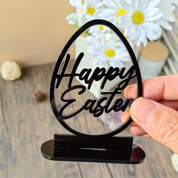 2D Flat, Hare Høyglans Polymer 3D Uthult Borddekorasjon | Vårfest DIY Håndverkspynt med Blomster 3