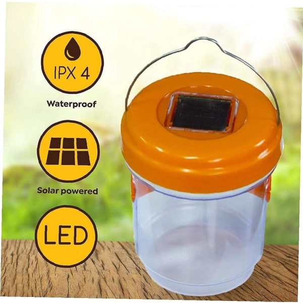 LED-fälla för fruktflugor, getingar och myggor, solcells-LED-fälla för flugor utomhus, getingfälla för bin, gul jacka
