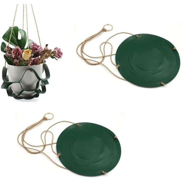 Läderhängande blomkruka - För inomhus och utomhus - 31 cm / 15 cm - Grön