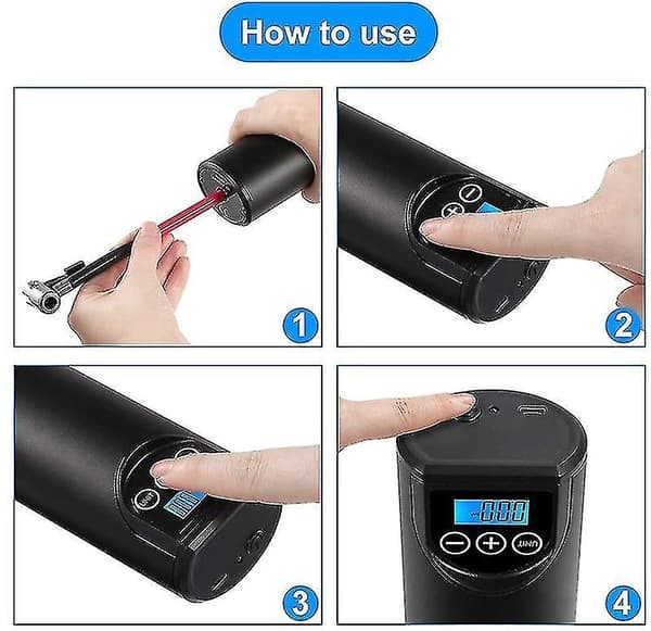 Digital Däckpump Bärbar Automatisk Pump Sladdlös LCD Luftkompressor För Bil Cyklar Däck