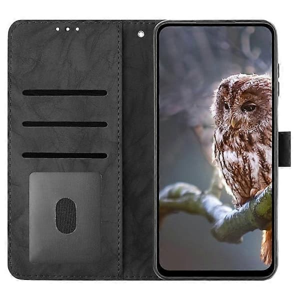 Compatible Case for iPhone 16th Owl Printed PU Leather Wallet Phone Case with Wrist Strap