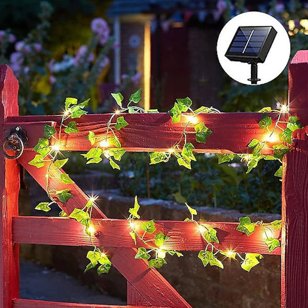 LED-slinga, solcellsdriven, 10 meter lång, 3 meter x 2 meter, vattentät utomhusmodell.