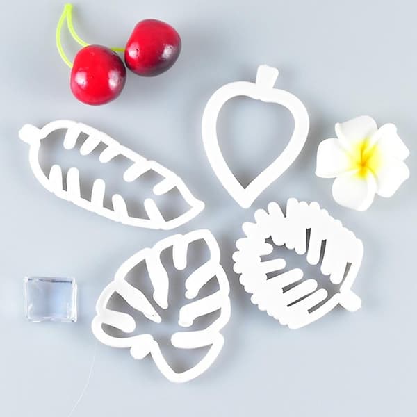 4 st bladformade kakformar, kakskärare i plast, DIY-dekorationsformar för hembakning