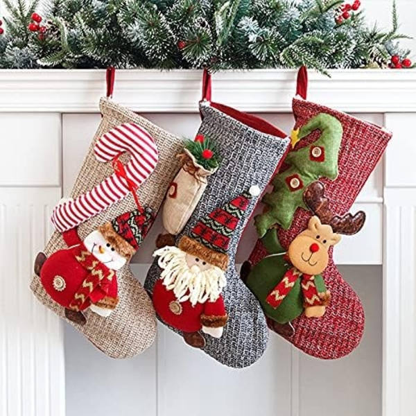 Älg Julstrumpa, Stor Julstrumpa Att Hänga, Design Jultomte, Ren Och Snögubbar