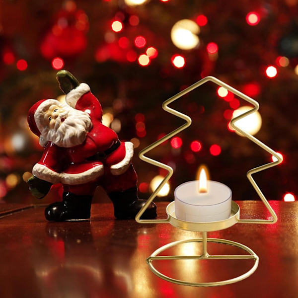 Jul Metall Ljusstake, Smidesjärn Ljusstake Geometrisk Elegant Tealight Hållare, Jul