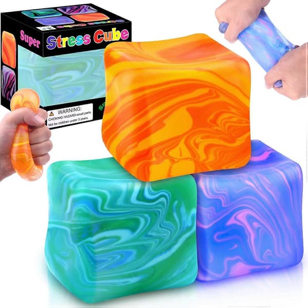 3 stk. stressbolde til voksne børn, klembar farve Doh Cube Fidget Legetøj, sensoriske bolde klem håndøvelse stressboldlegetøj til afslapning, angst,...